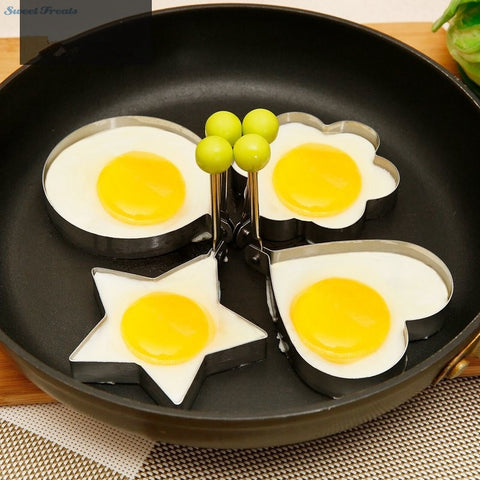 4pcs/lot Egg Mold Stainless Steel Round Flower Heart Shape Omelette Mould Biscuit Frying Egg Rings Mold Cooking Breakfast Tools
