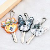 Silicone Bulldog Dog Key Cover Key Cap Keychain Key Chain Women Girls Kids Bag Charm Accessories Key Holder Key Ring Pendant